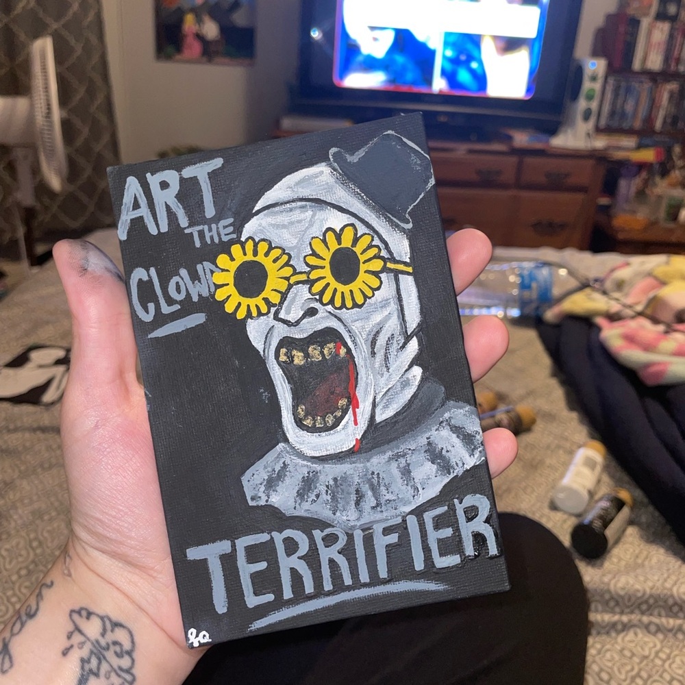 Art the Clown Terrifier Canvas Art - Black and White